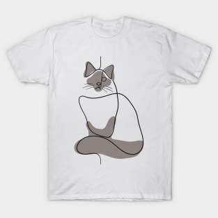 Persian Cat - Simple Minimalist Line Art Design T-Shirt